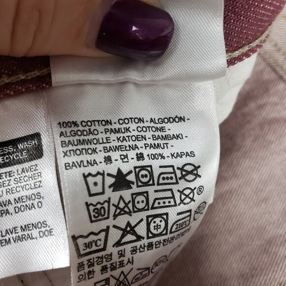 Levi's Men's Size 46 501 Cropped Jeans Dusty Brick Red Button Fly Original Fit - Picture 10 of 12